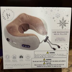 USB Massaging Neck Pillow - Tan